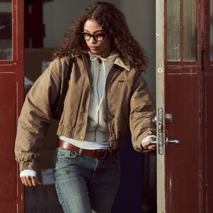 NWT Zara Contrast Collar Waxed Bomber - Size S